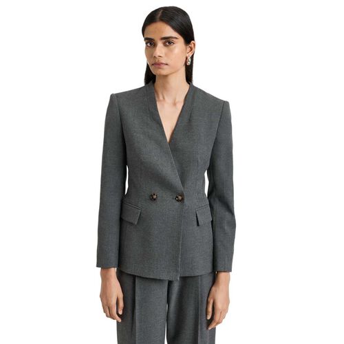 Veronika Maine Melange Suiting Collarless Blazer